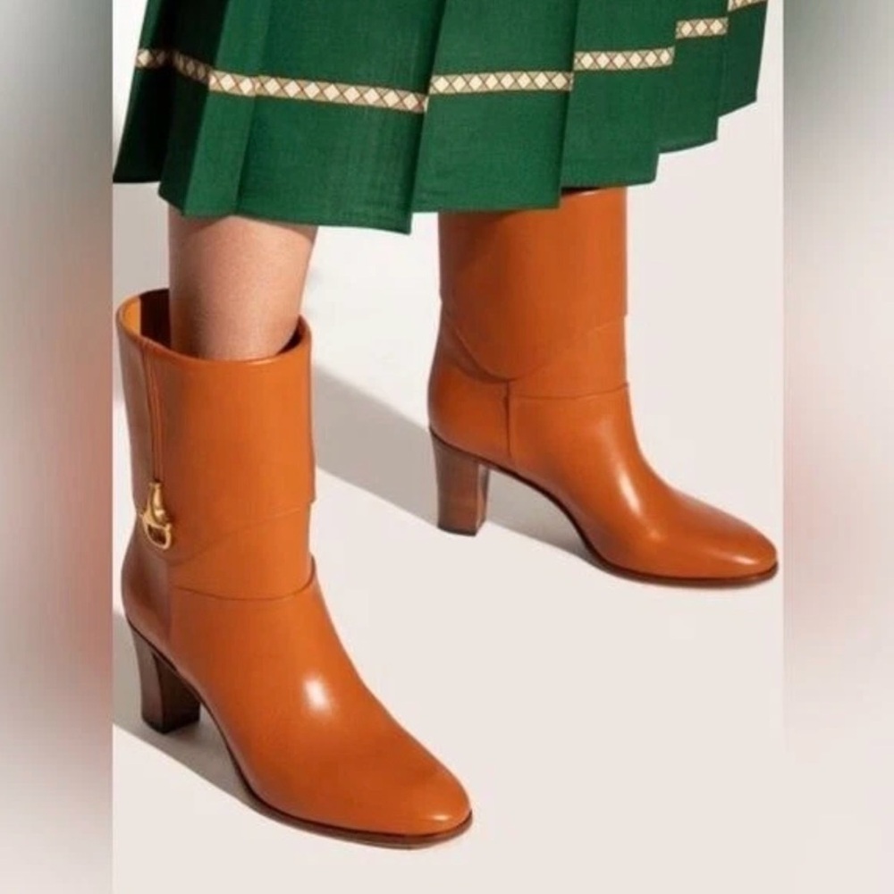 Gucci Elizabeth Brown Leather Heeled Boots size 42